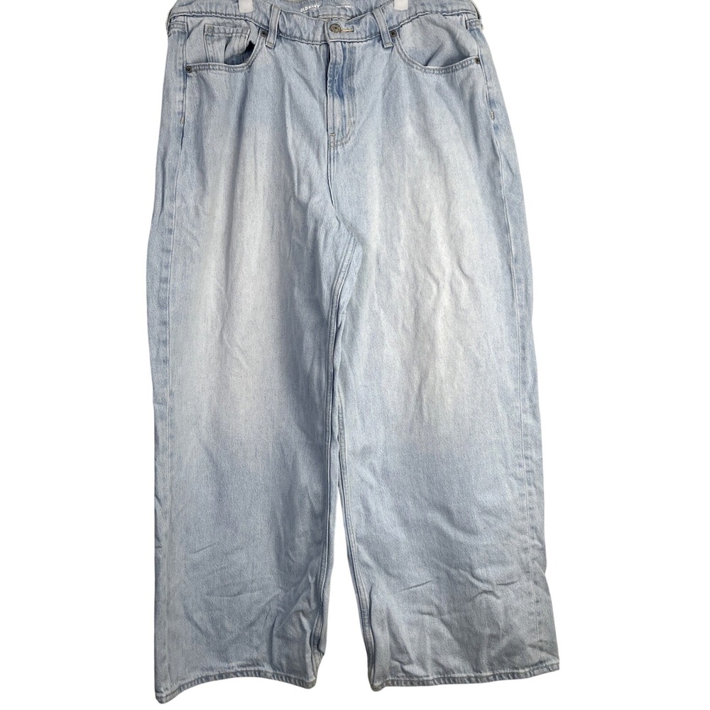 Old Navy High Rise Baggy Wide Leg Drapey Denim Jeans Light Wash Blue Sz 16‎ 90s